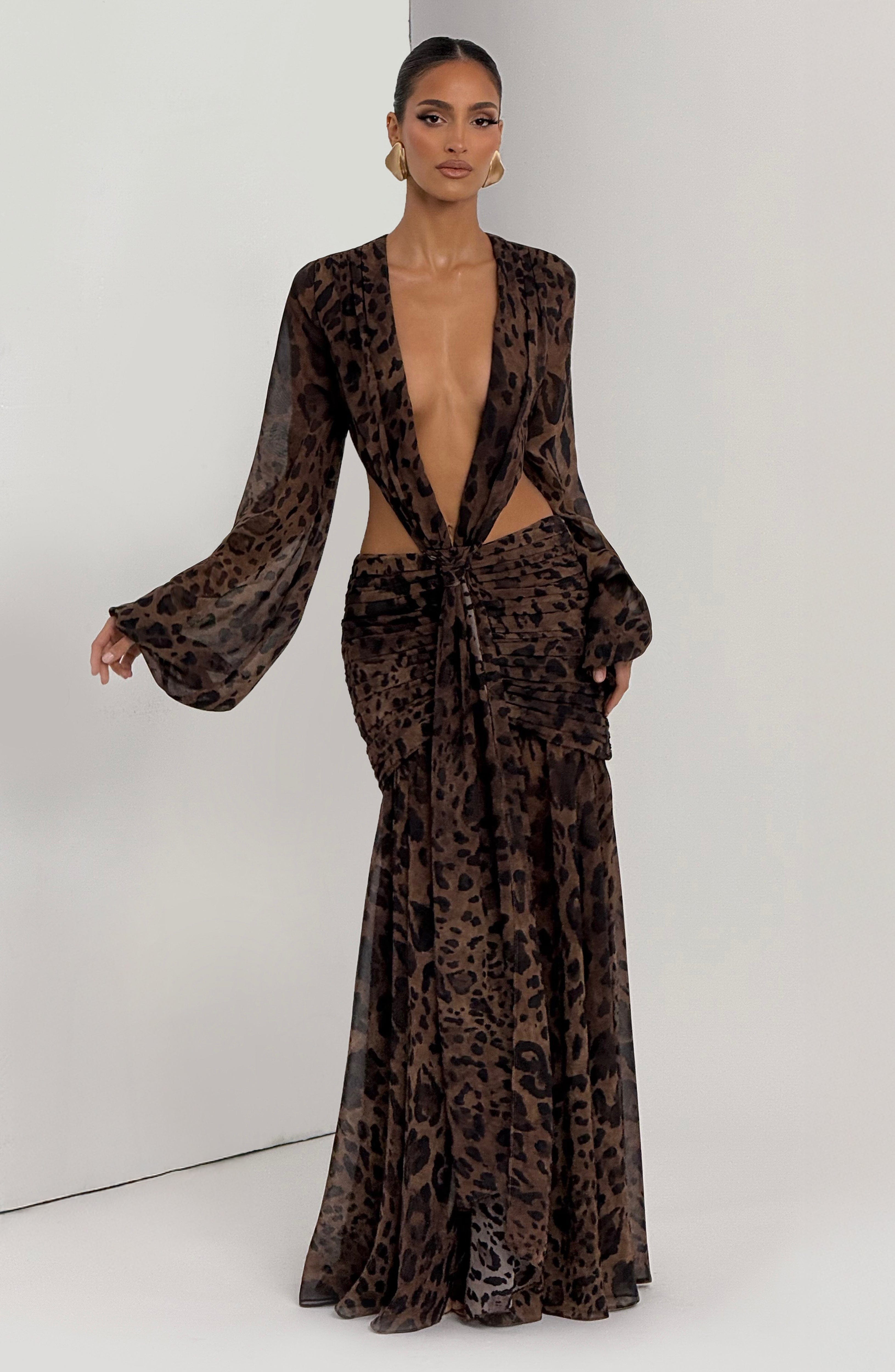 Vestido largo Andrina - Estampado de leopardo