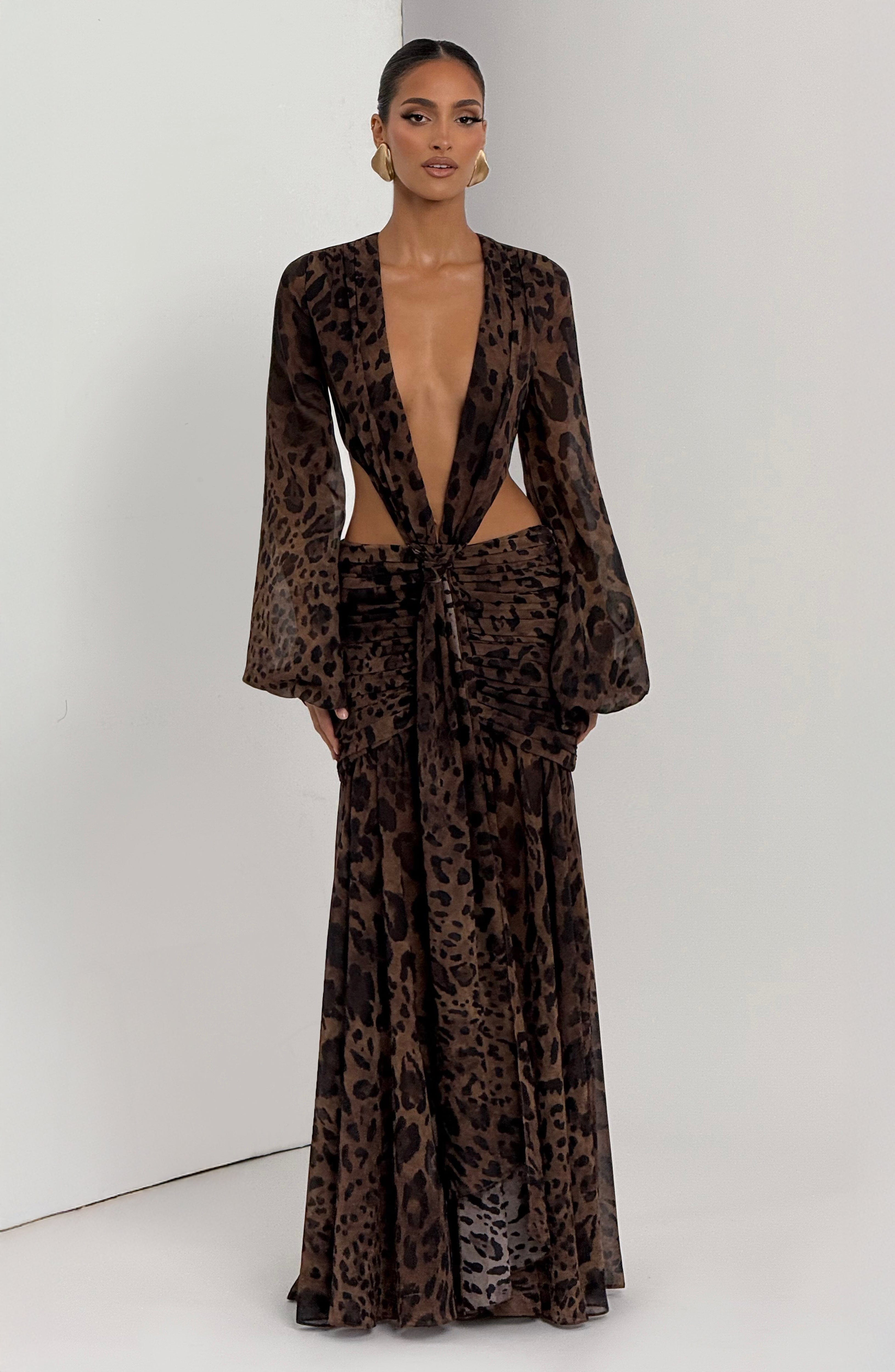 Vestido largo Andrina - Estampado de leopardo
