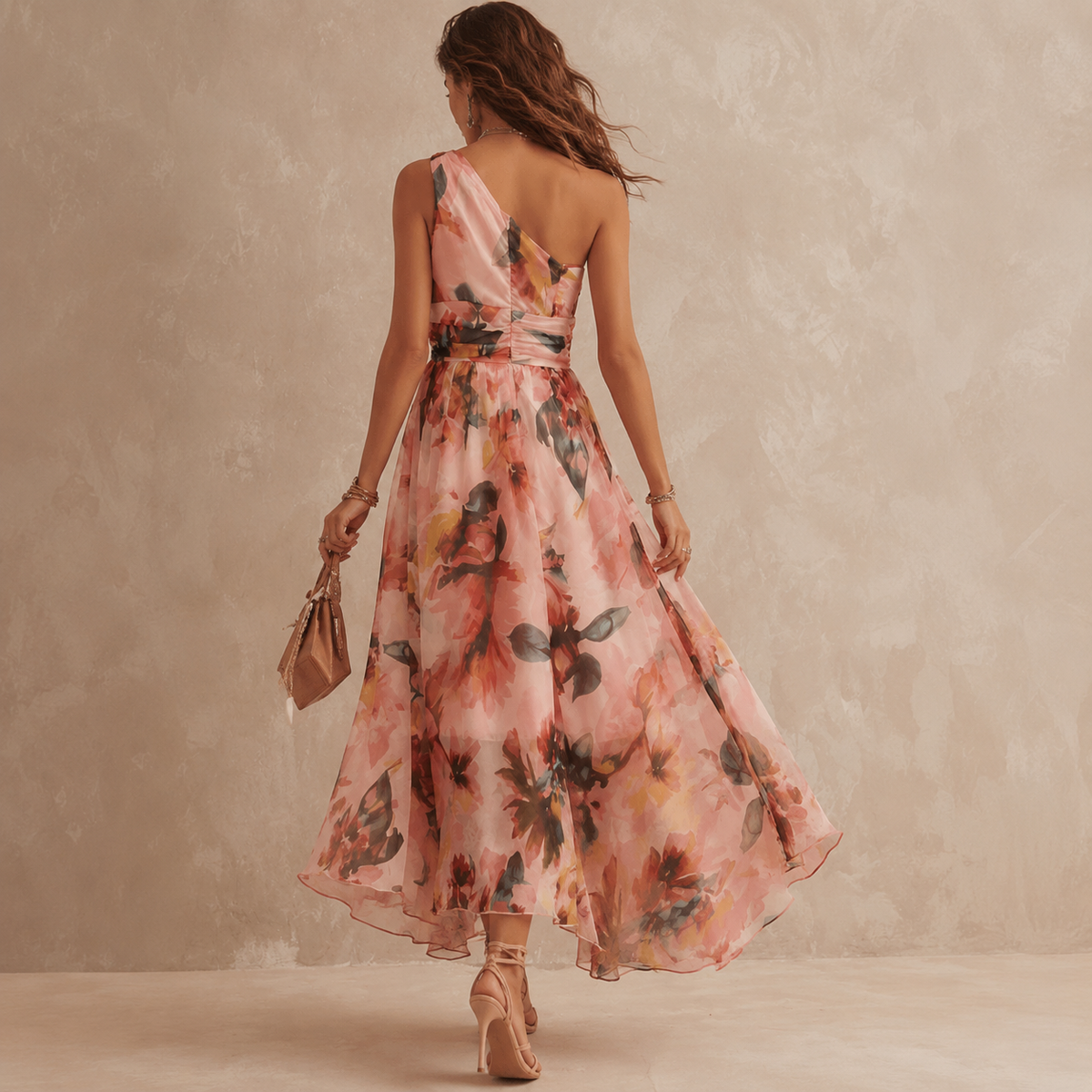 Aurora | Vestido Largo de Mujer de Un Hombro Floral