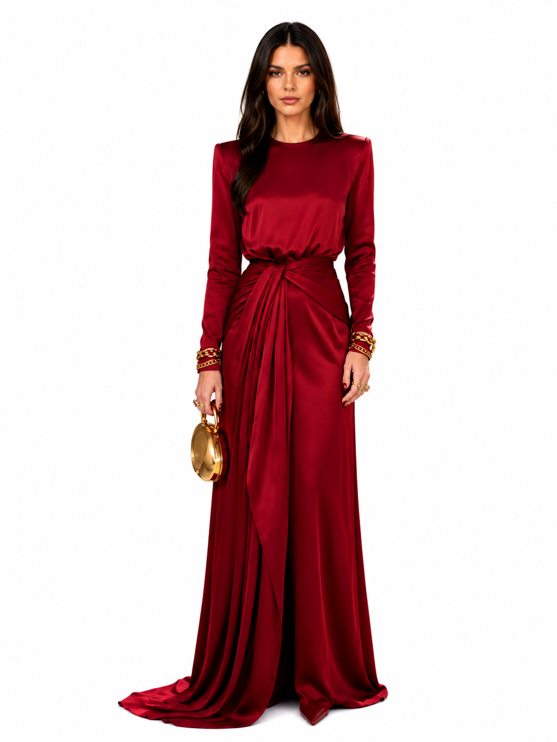 Cassandra | Vestido Largo de Mujer de Satén Drapeado