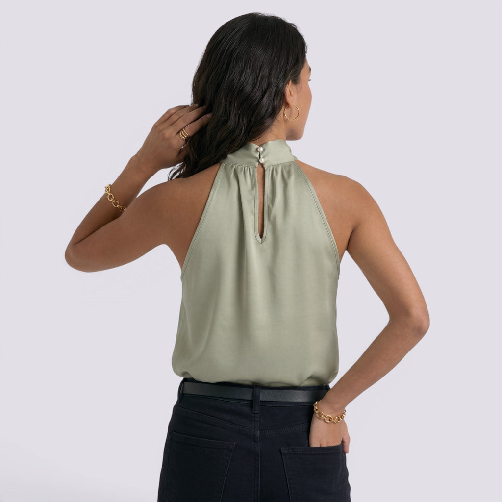 Top Halter Mujer Satén Elegante