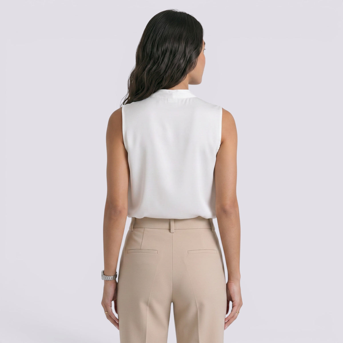 Top Satinado Mujer Cuello Sin Mangas