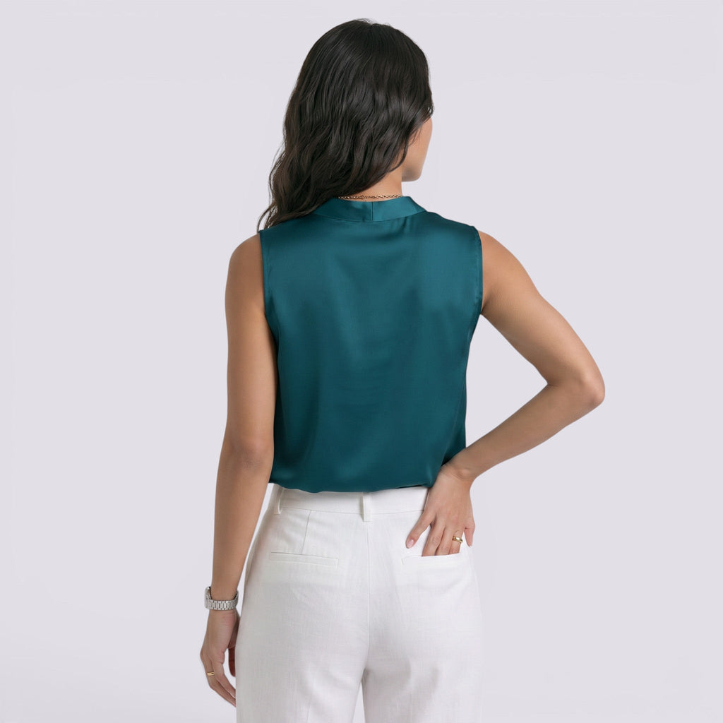 Top Satinado Mujer Cuello Sin Mangas