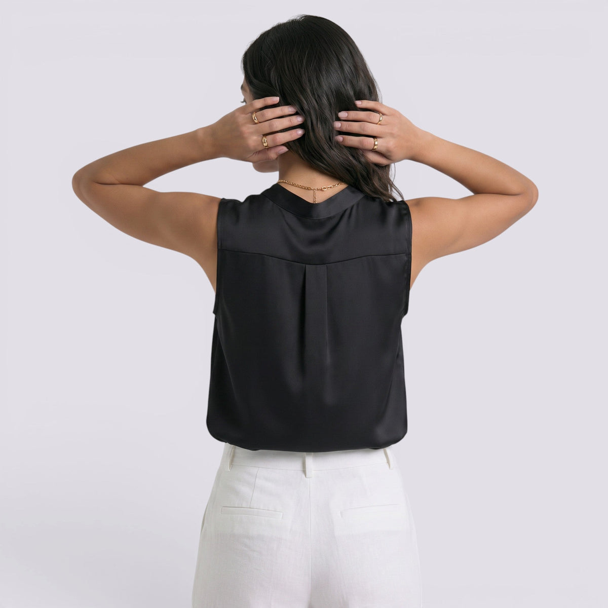 Top Satinado Mujer Cuello Sin Mangas