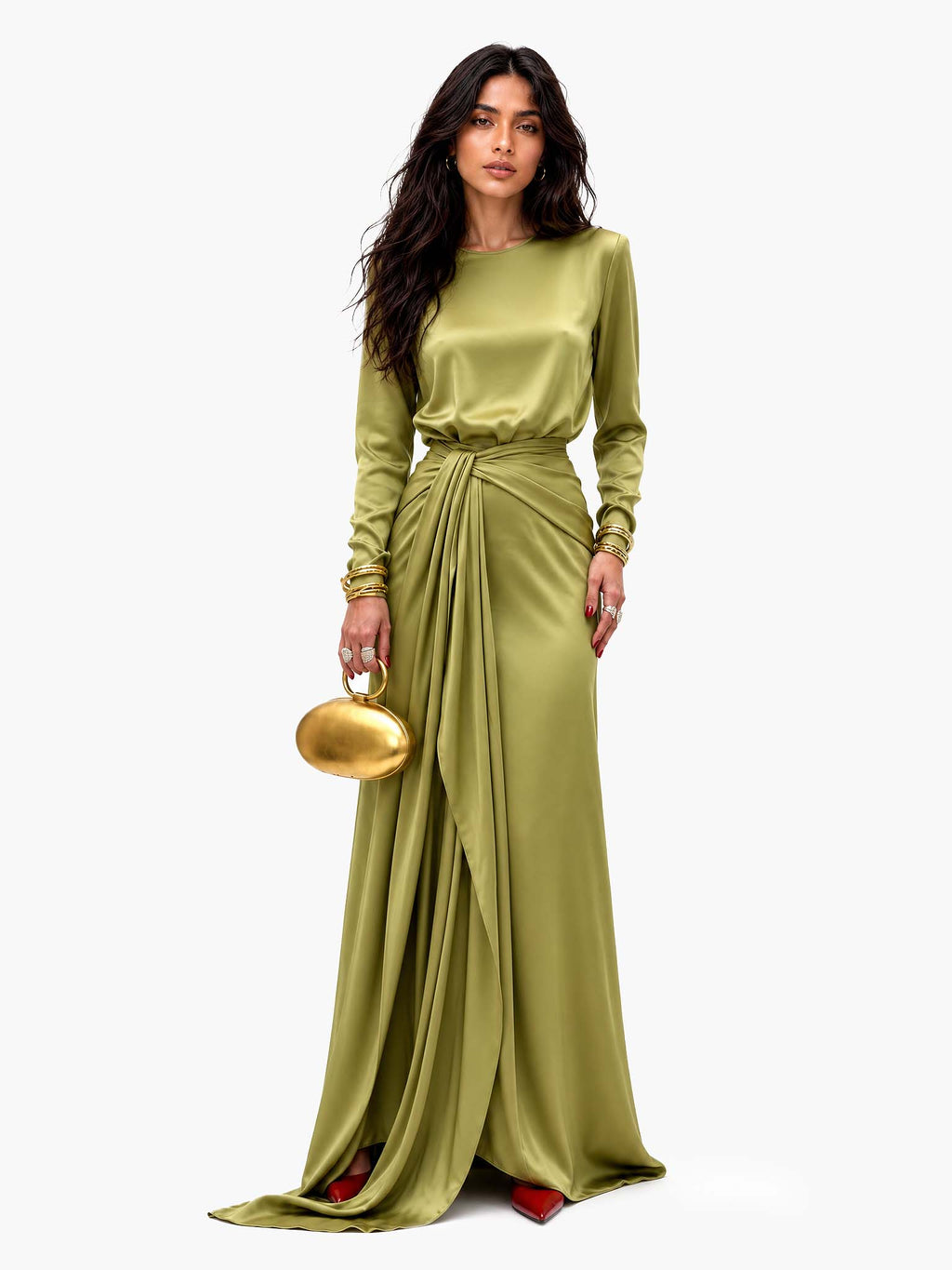 Cassandra | Vestido Largo de Mujer de Satén Drapeado