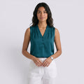 Top Satinado Mujer Cuello Sin Mangas