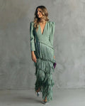 Chiara | Vestido Midi de Mujer con Mangas de Flecos