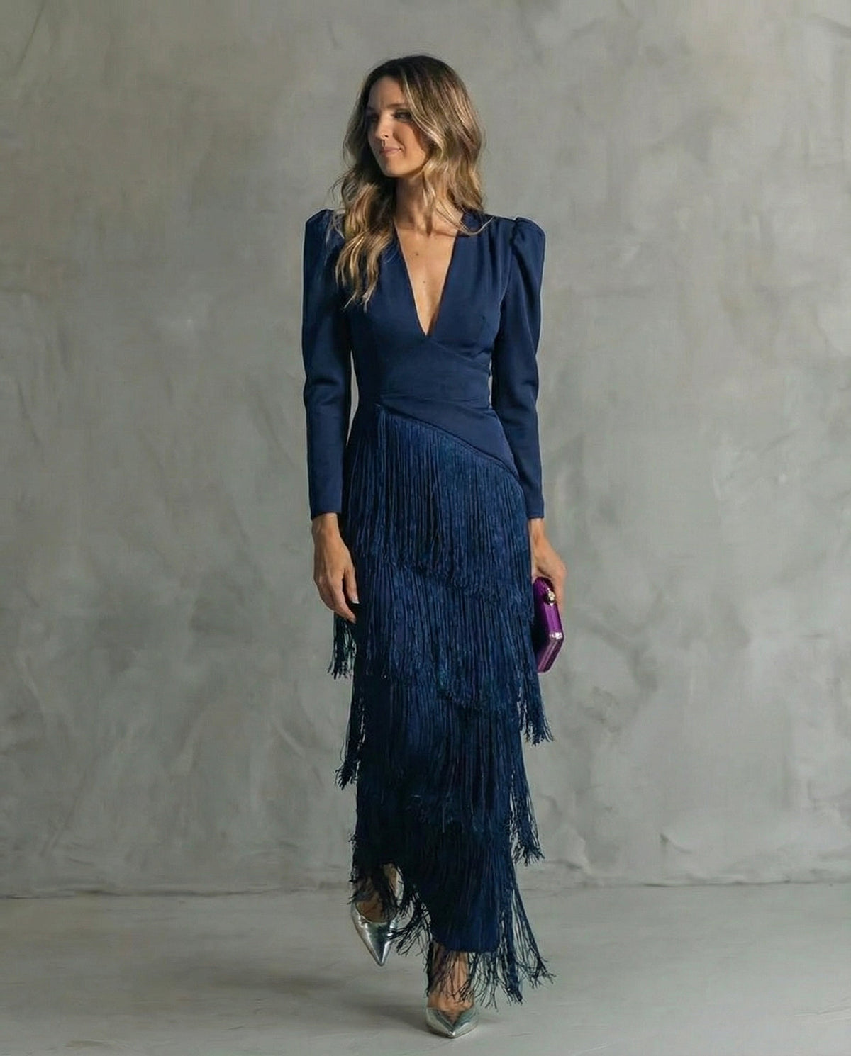 Chiara | Vestido Midi de Mujer con Mangas de Flecos