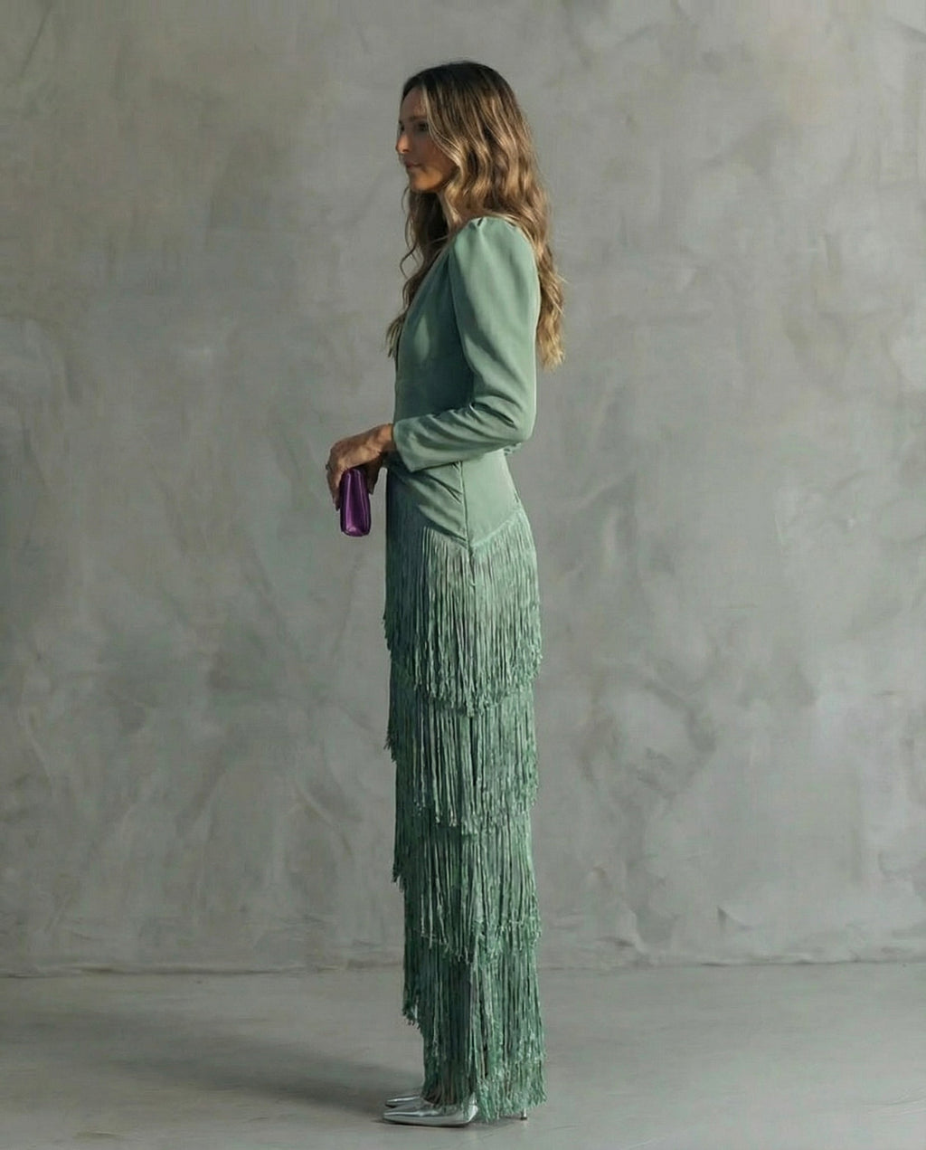 Chiara | Vestido Midi de Mujer con Mangas de Flecos