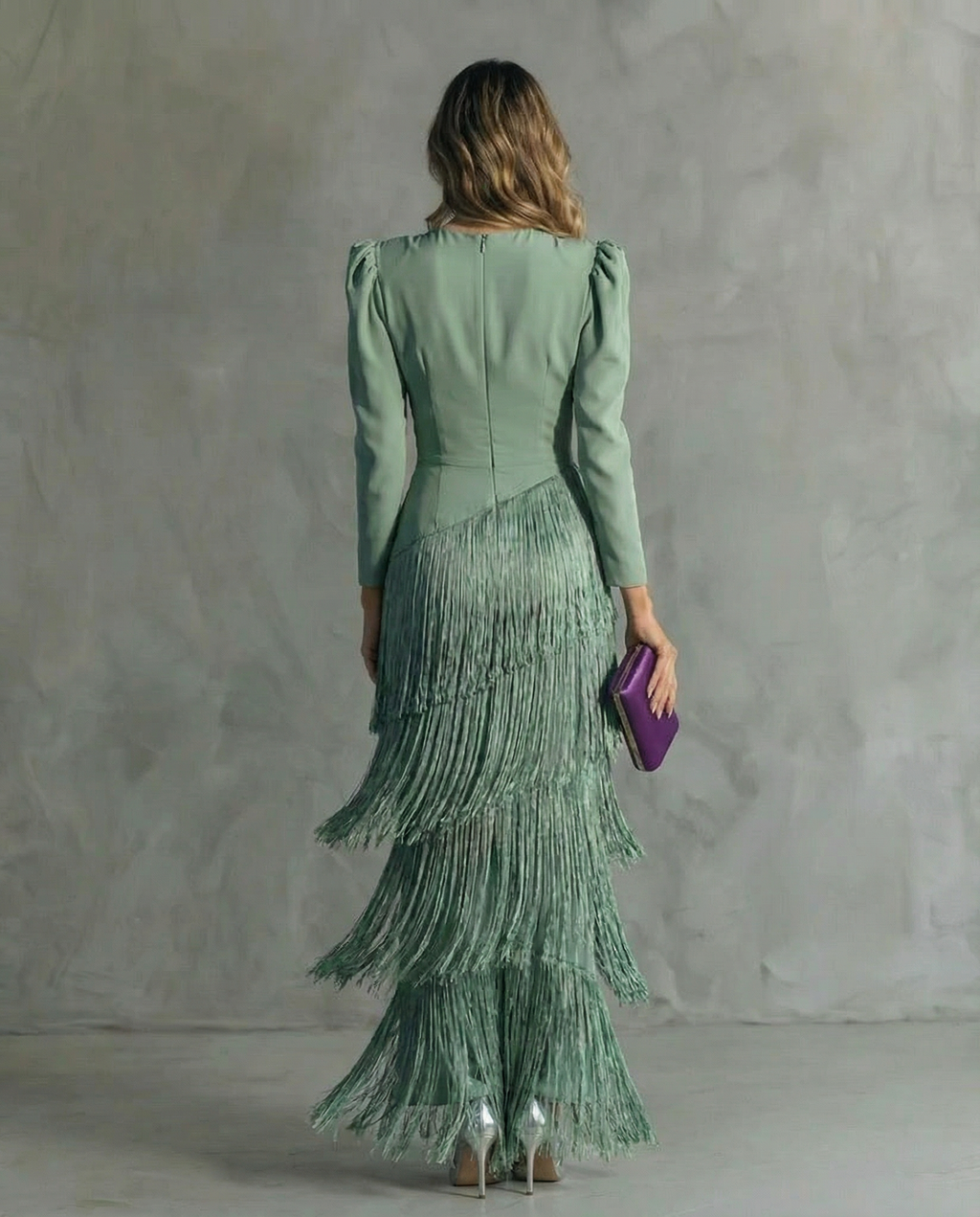 Chiara | Vestido Midi de Mujer con Mangas de Flecos