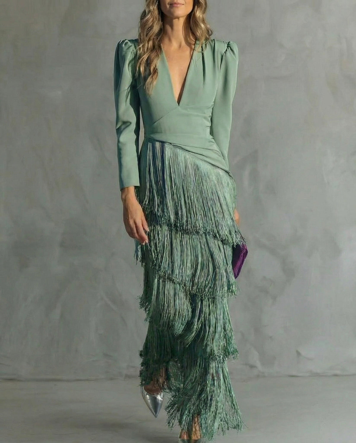 Chiara | Vestido Midi de Mujer con Mangas de Flecos