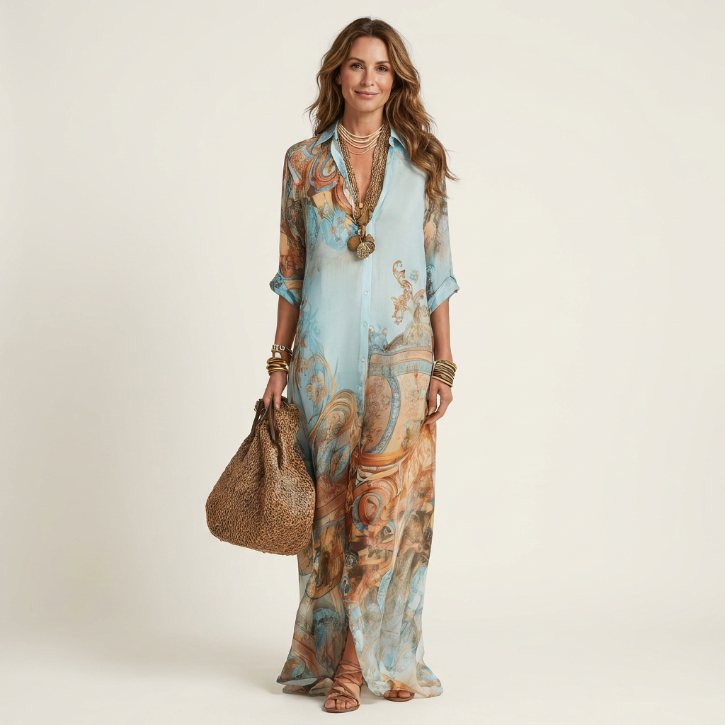 Lanie | Vestido Camisero Largo de Mujer de Seda