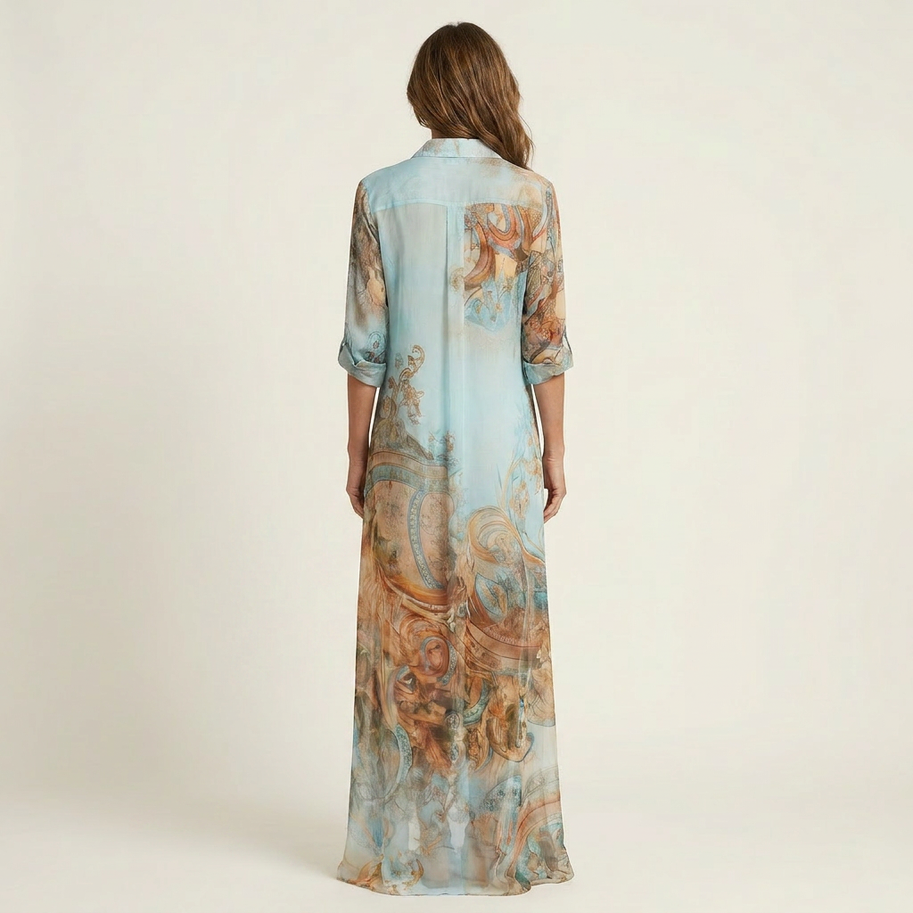 Lanie | Vestido Camisero Largo de Mujer de Seda