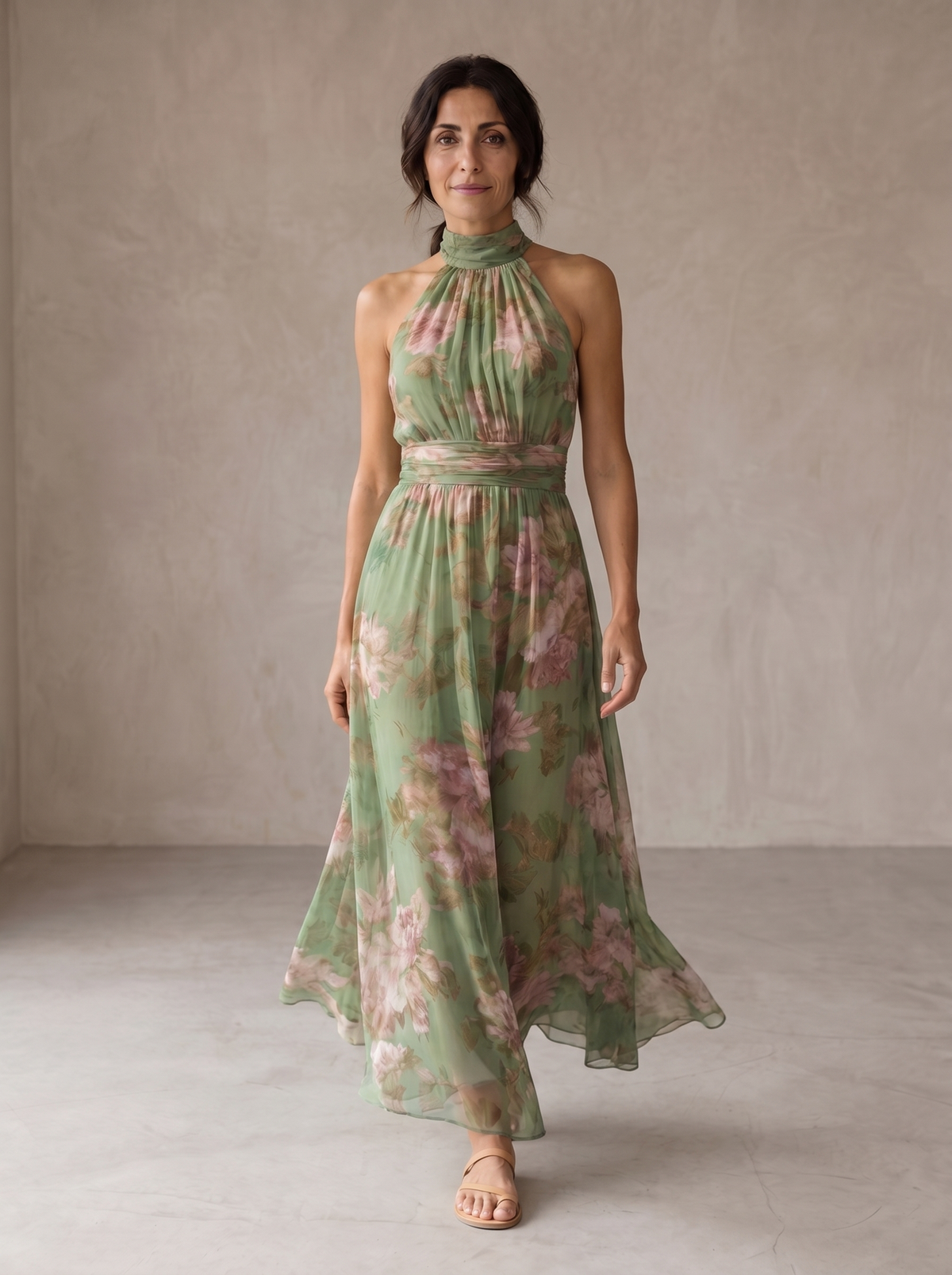 Lidia | Vestido Largo de Mujer de Lino con Cuello Halter
