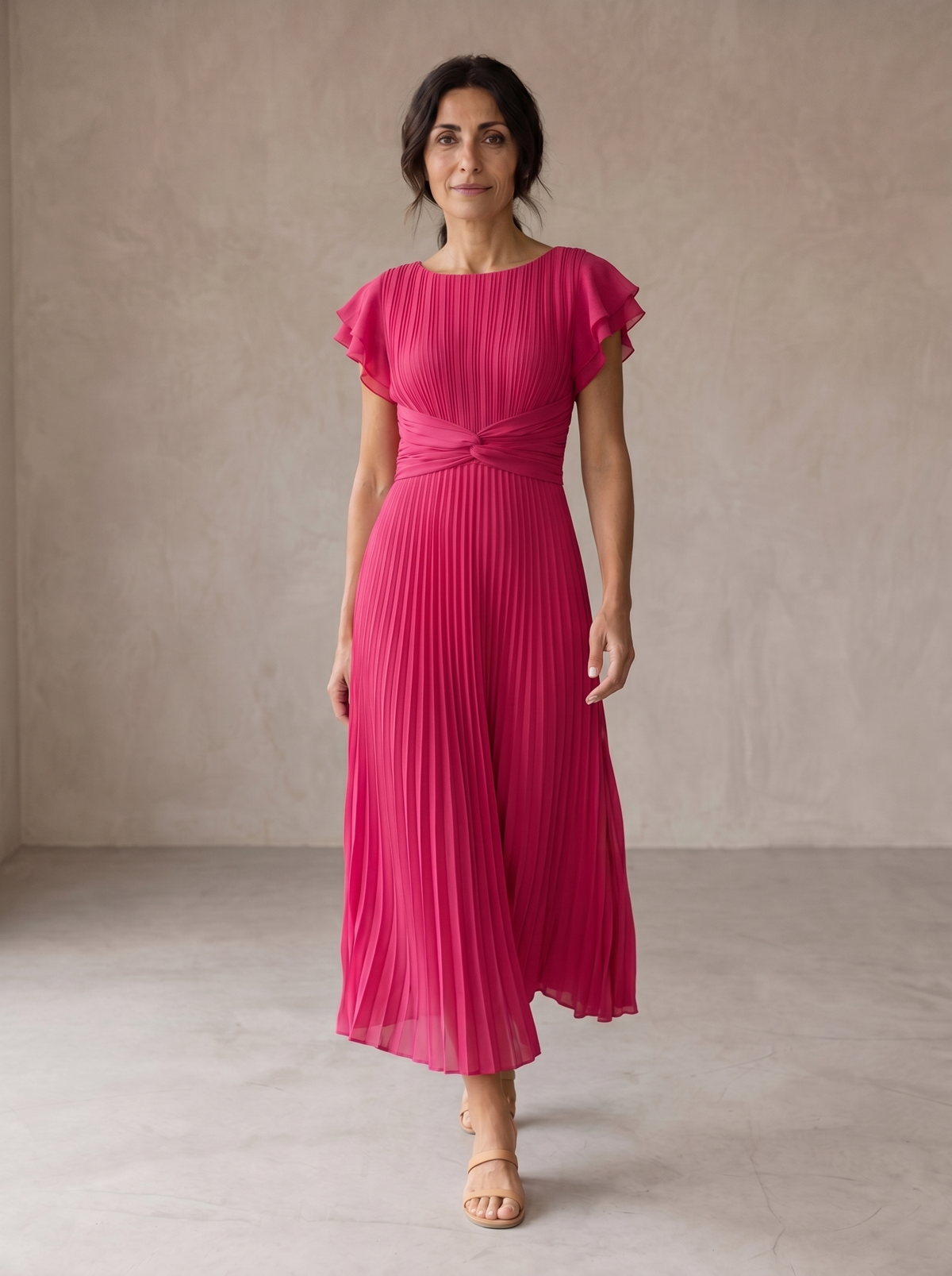 Seraphina | Vestido Largo de Mujer Plisado con Cinturón Anudado