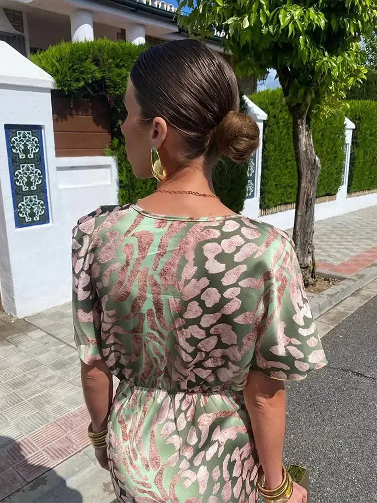 Higinia | Vestido Midi de Mujer con Estampado Cobre