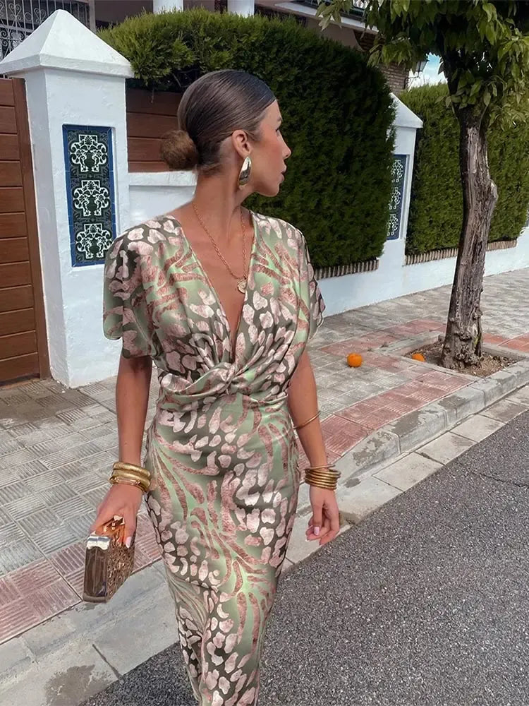 Higinia | Vestido Midi de Mujer con Estampado Cobre