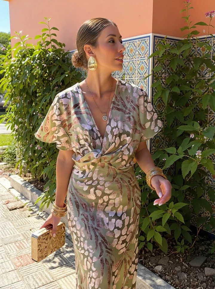 Higinia | Vestido Midi de Mujer con Estampado Cobre