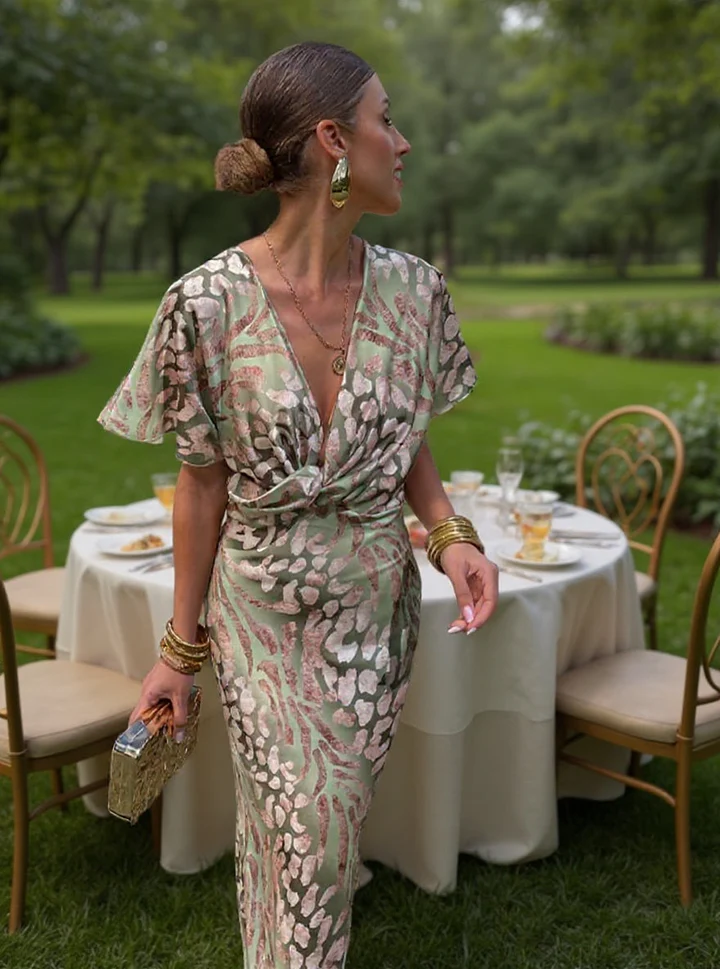 Higinia | Vestido Midi de Mujer con Estampado Cobre
