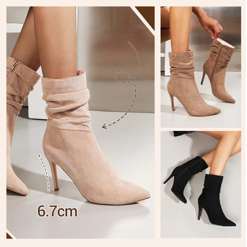 Catalina - Botines de tacón fino con punta