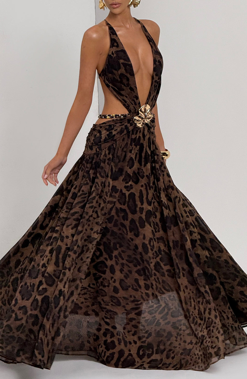 Vestido largo Indianna - Estampado de leopardo