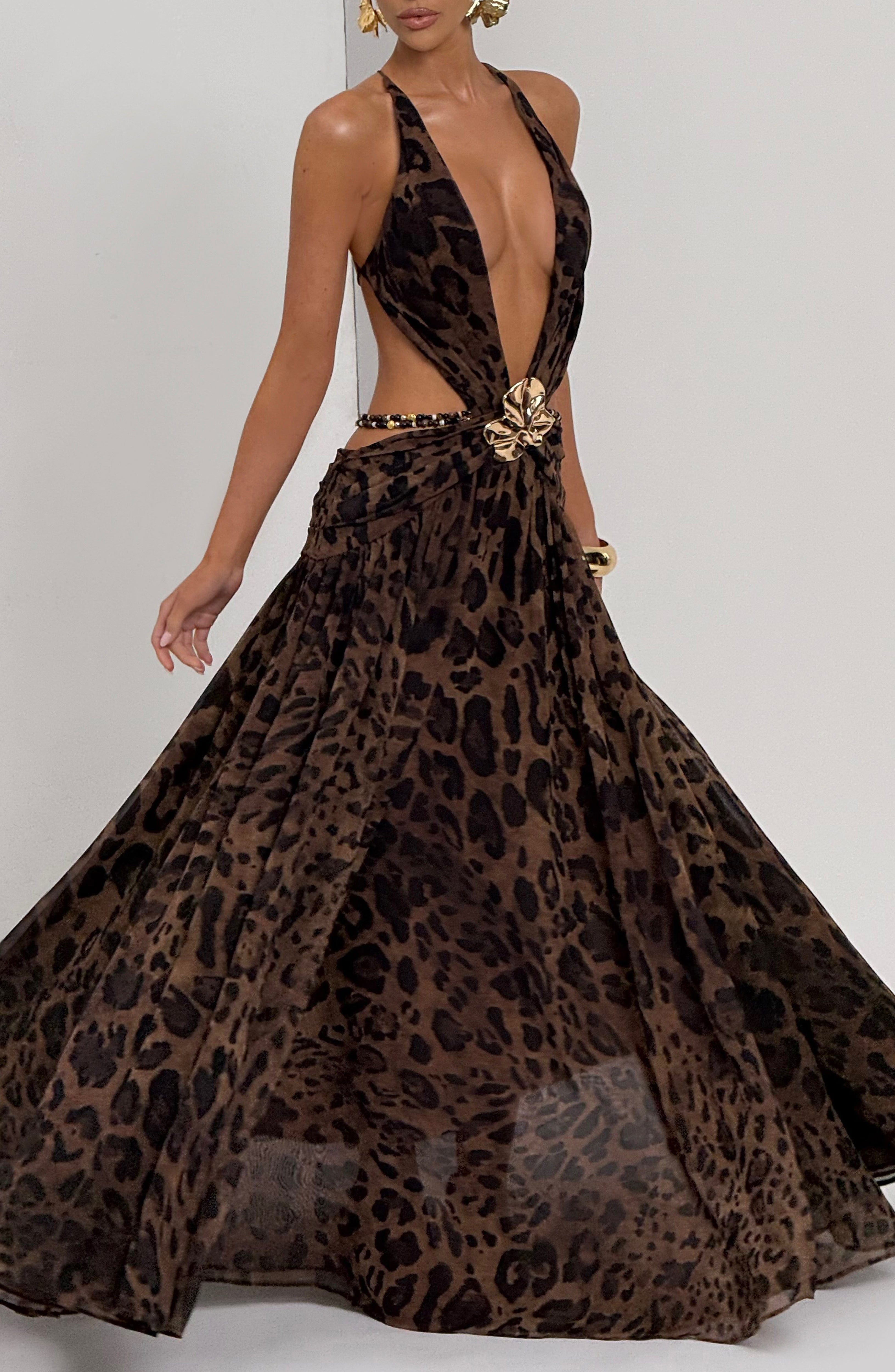 Vestido largo Indianna - Estampado de leopardo