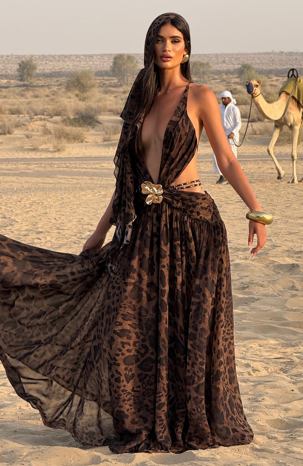 Vestido largo Indianna - Estampado de leopardo
