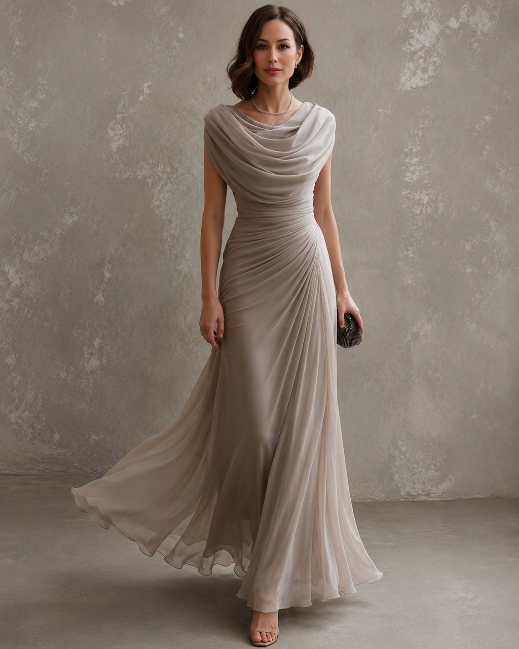 Maëlle | Vestido Largo de Mujer Drapeado sin Mangas