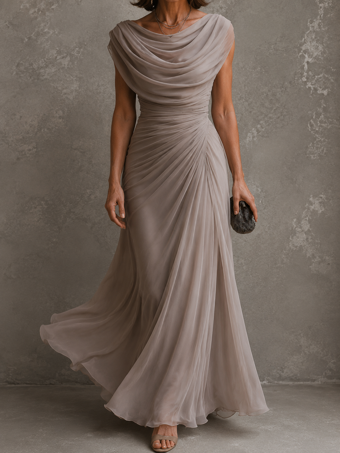 Maëlle | Vestido Largo de Mujer Drapeado sin Mangas