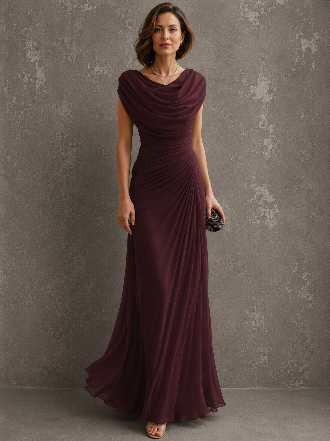 Maëlle | Vestido Largo de Mujer Drapeado sin Mangas
