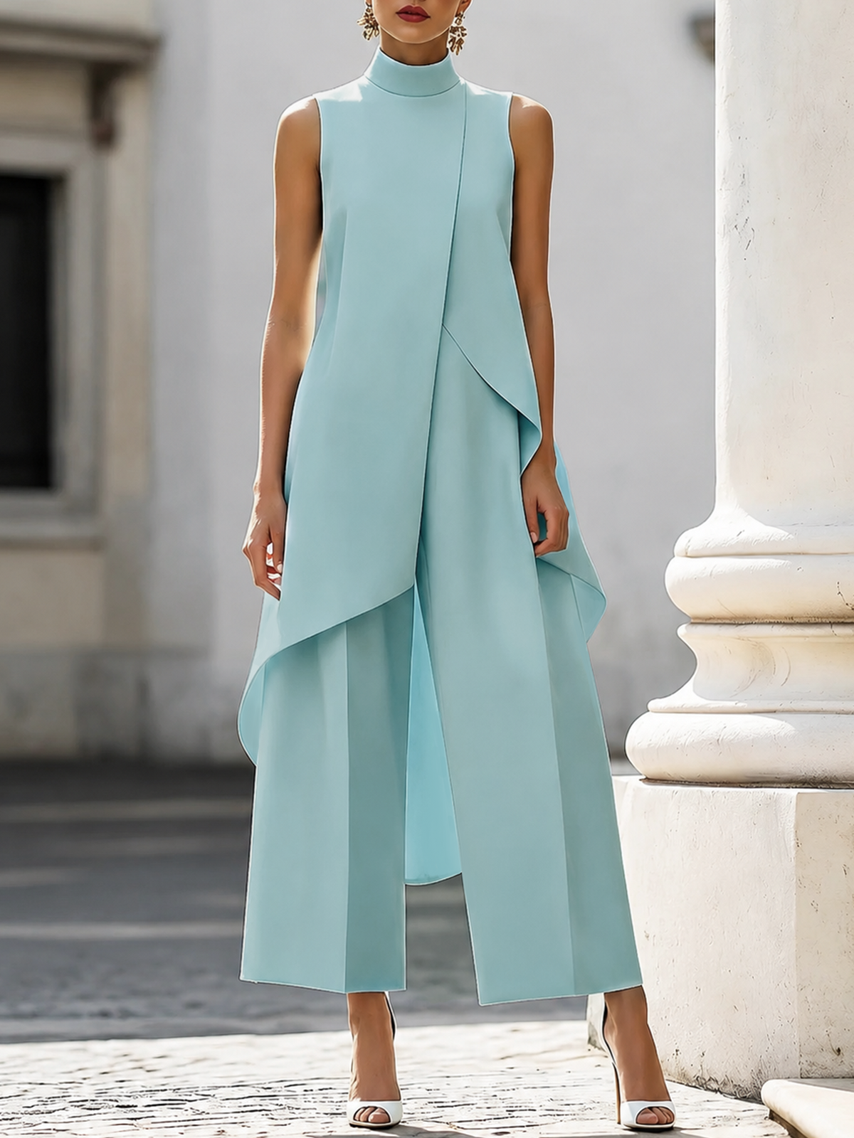 Catalina | Conjunto de Mujer Cuello Alto y Pantalón Palazzo