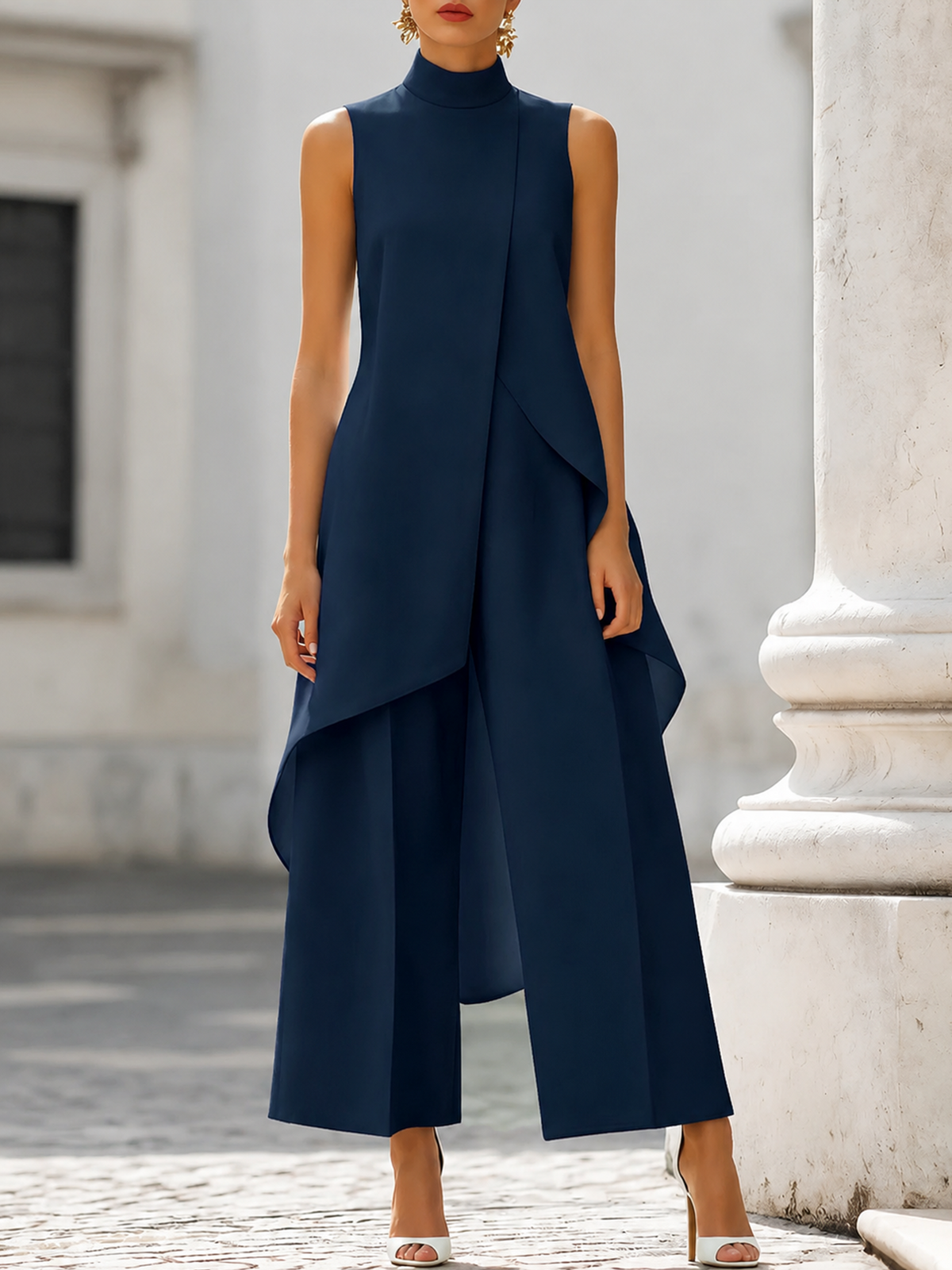 Catalina | Conjunto de Mujer Cuello Alto y Pantalón Palazzo