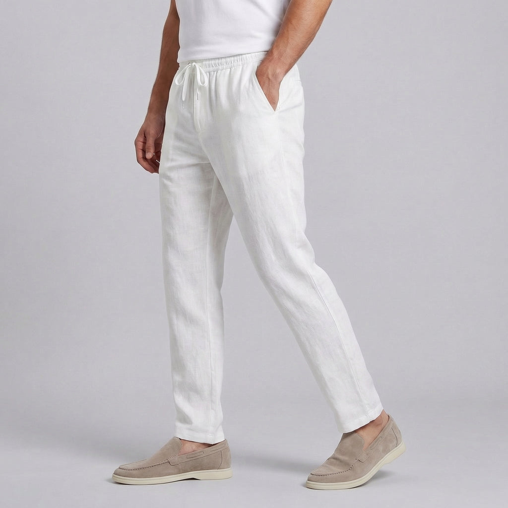 Pantalón de Lino Hombre Wide Leg Casual Verano