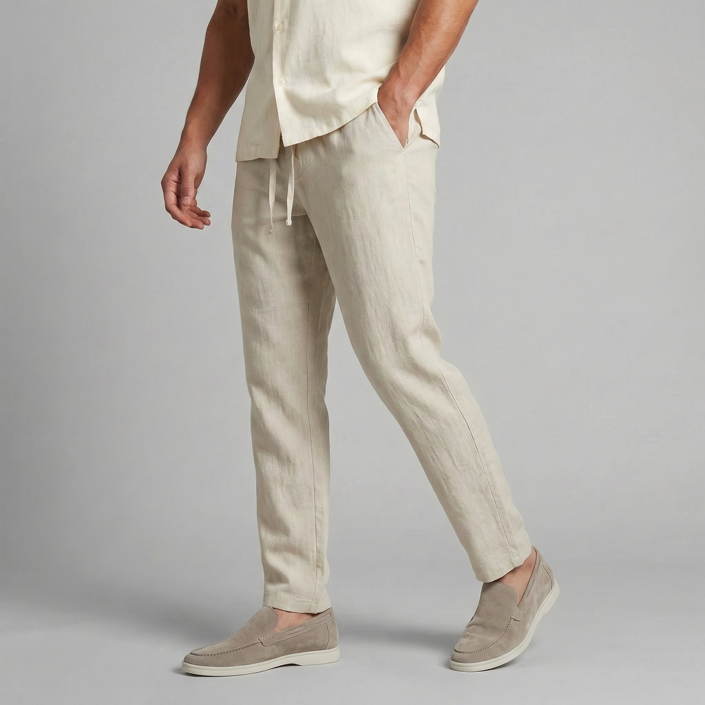 Pantalón de Lino Hombre Wide Leg Casual Verano