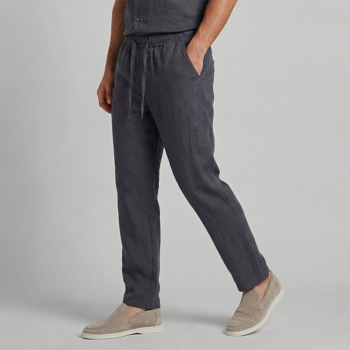 Pantalón de Lino Hombre Wide Leg Casual Verano