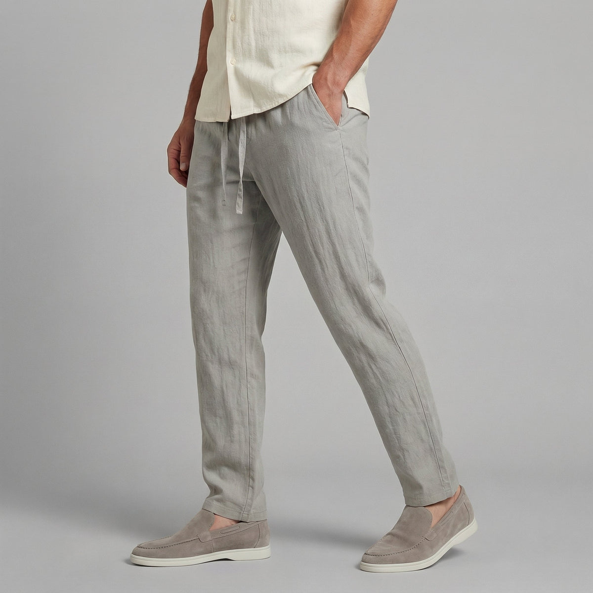 Pantalón de Lino Hombre Wide Leg Casual Verano