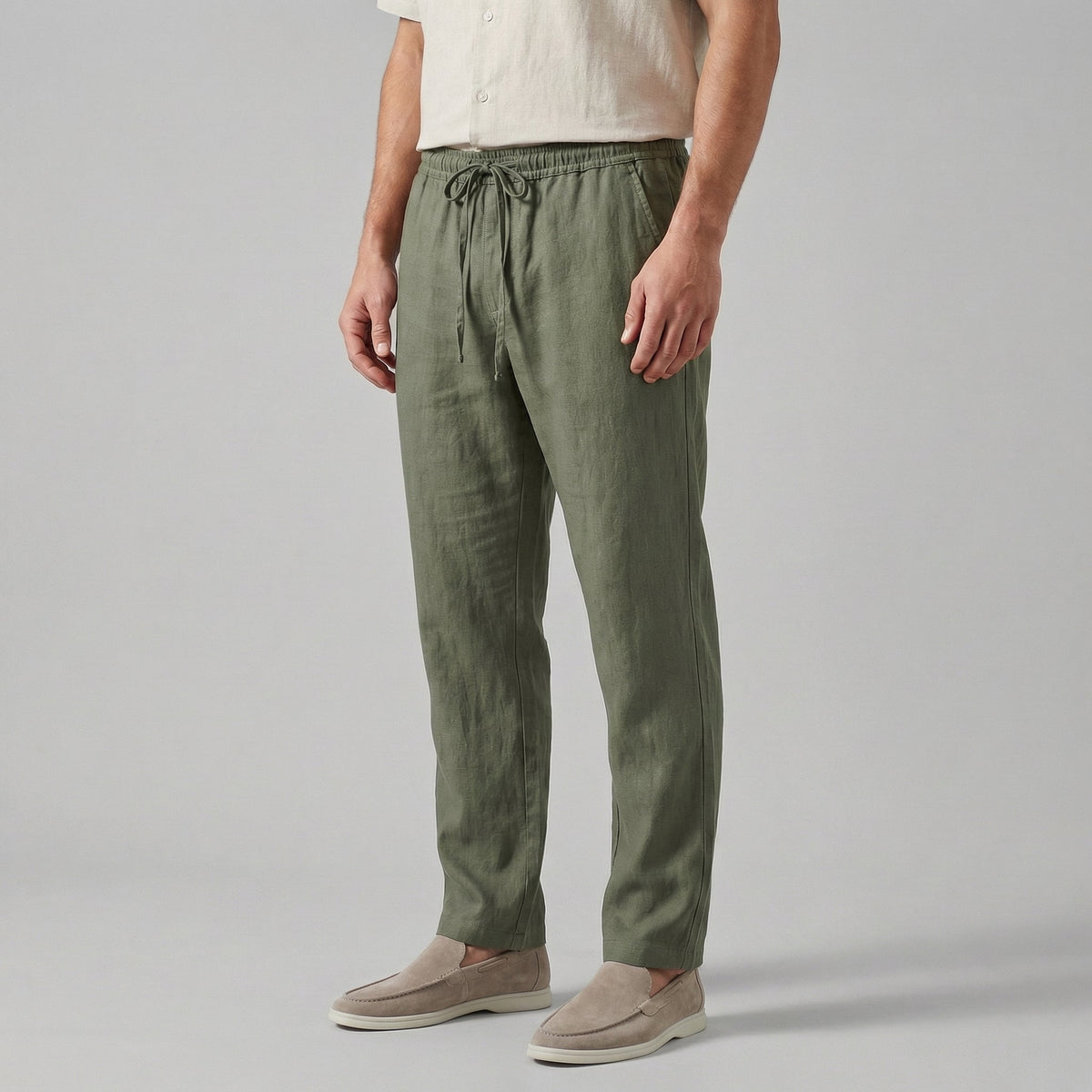 Pantalón de Lino Hombre Wide Leg Casual Verano