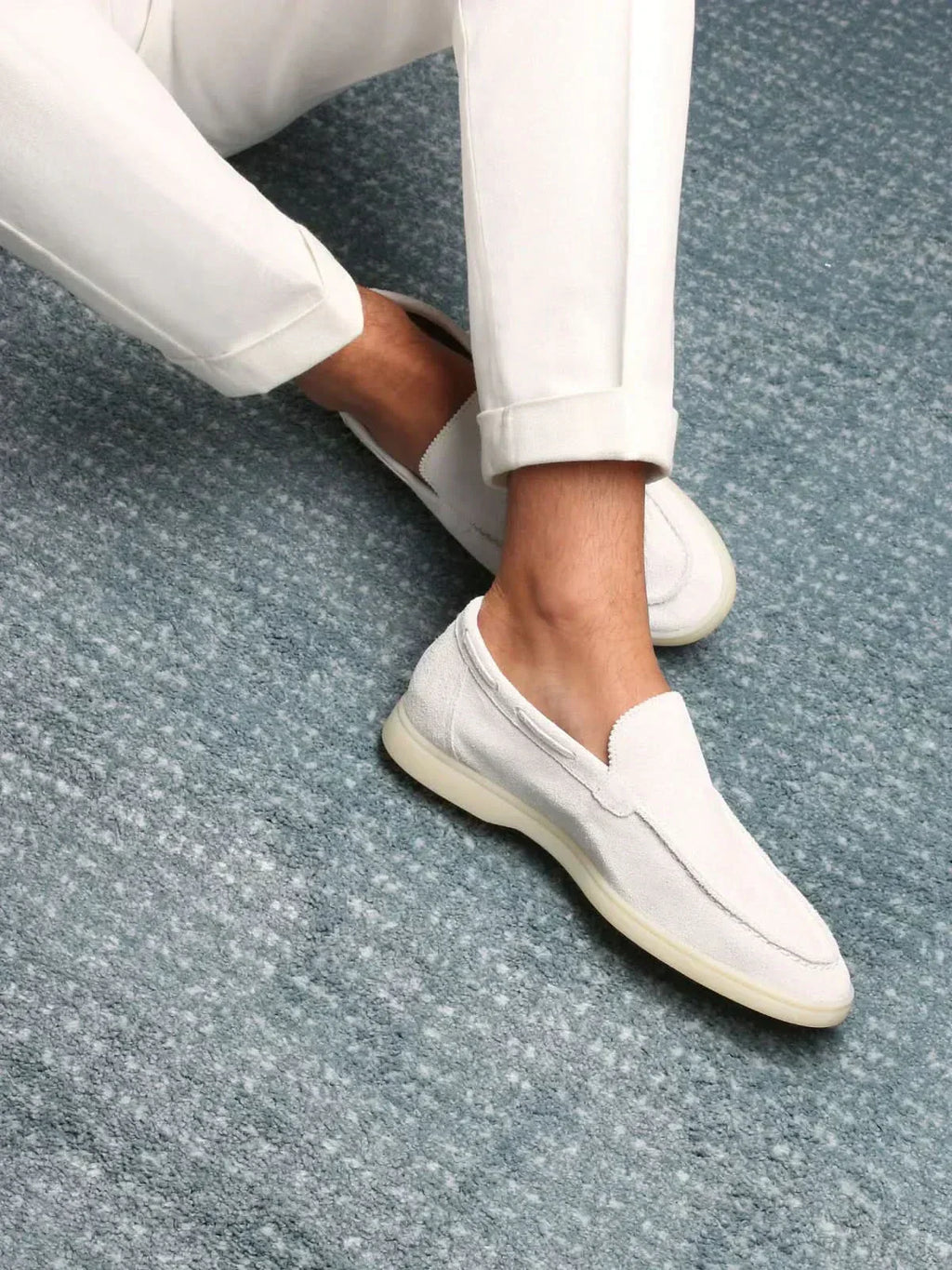 Clásico | Mocasines en Ante Blanco Perla