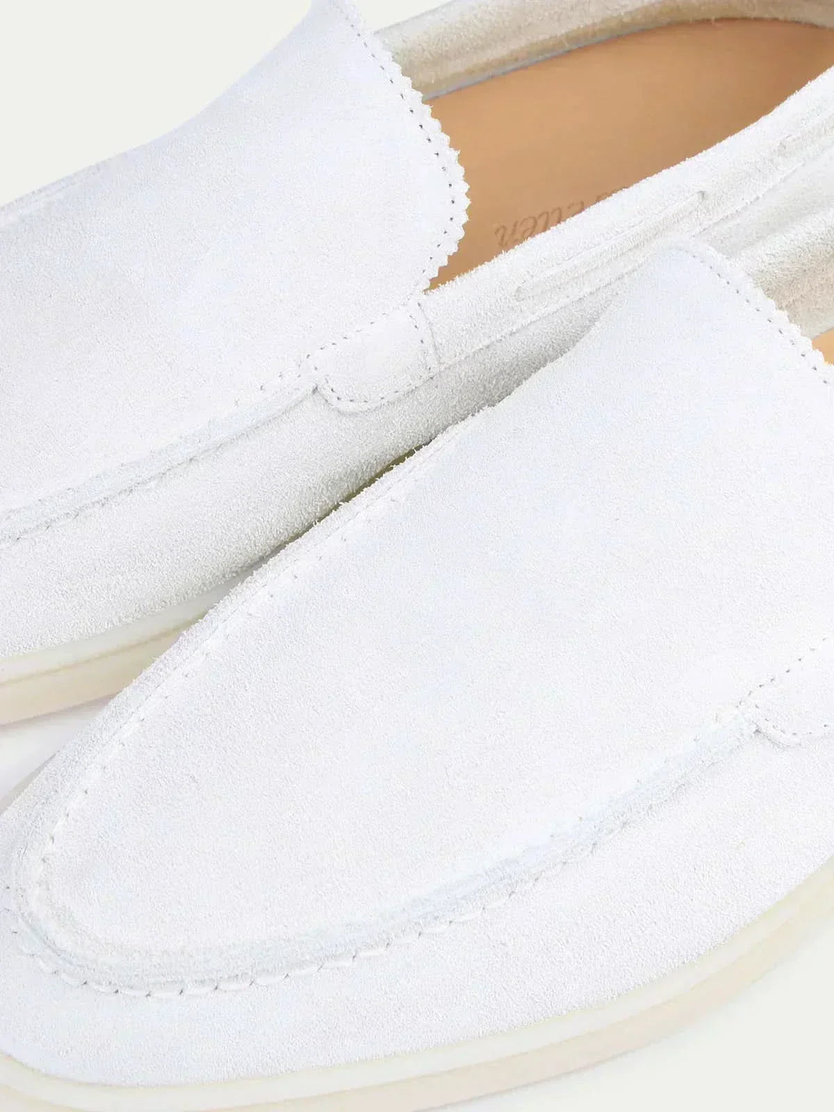 Clásico | Mocasines en Ante Blanco Perla