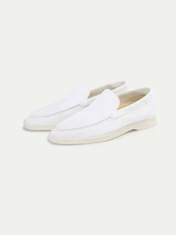 Clásico | Mocasines en Ante Blanco Perla