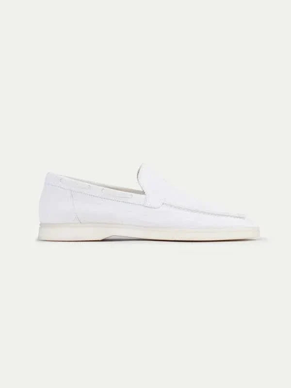 Clásico | Mocasines en Ante Blanco Perla