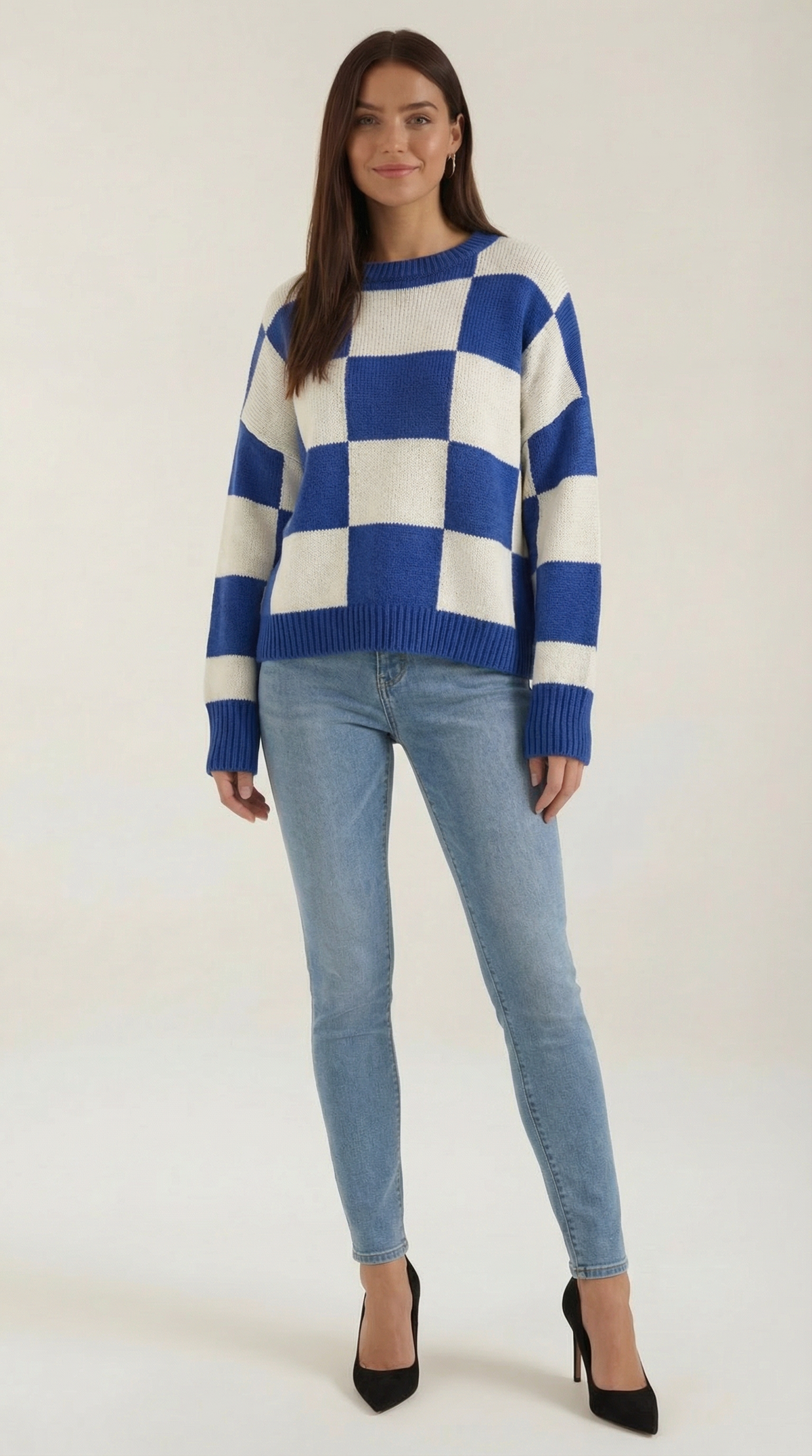Suéter de punto con diseño de cuadros