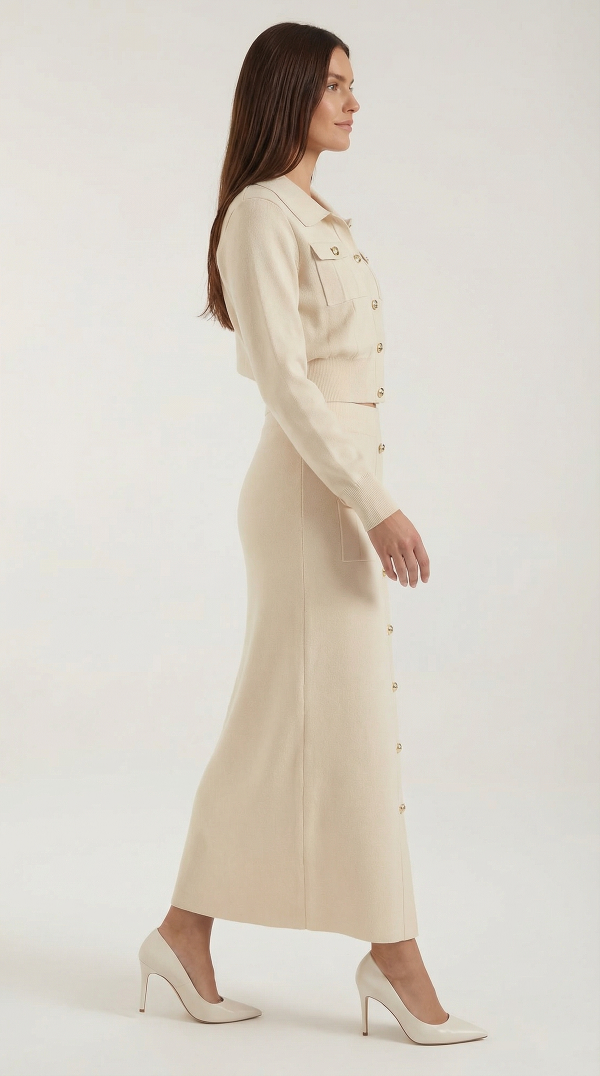 Conjunto de punto Evelyn Luxe con botones