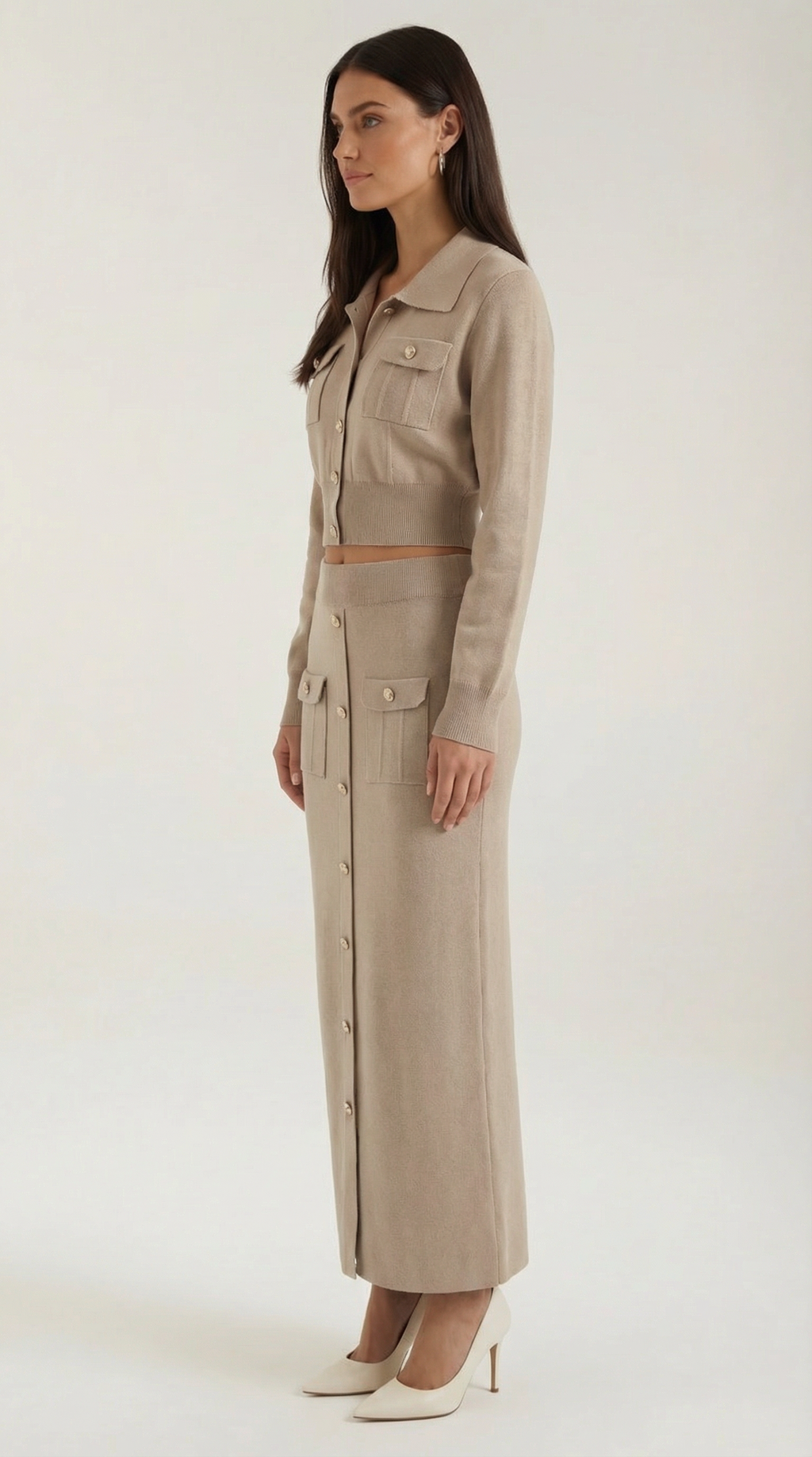 Conjunto de punto Evelyn Luxe con botones