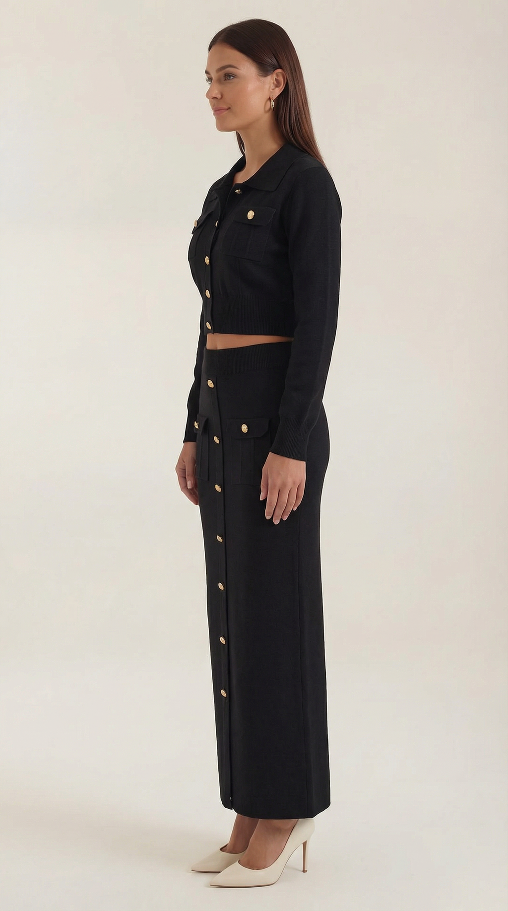 Conjunto de punto Evelyn Luxe con botones