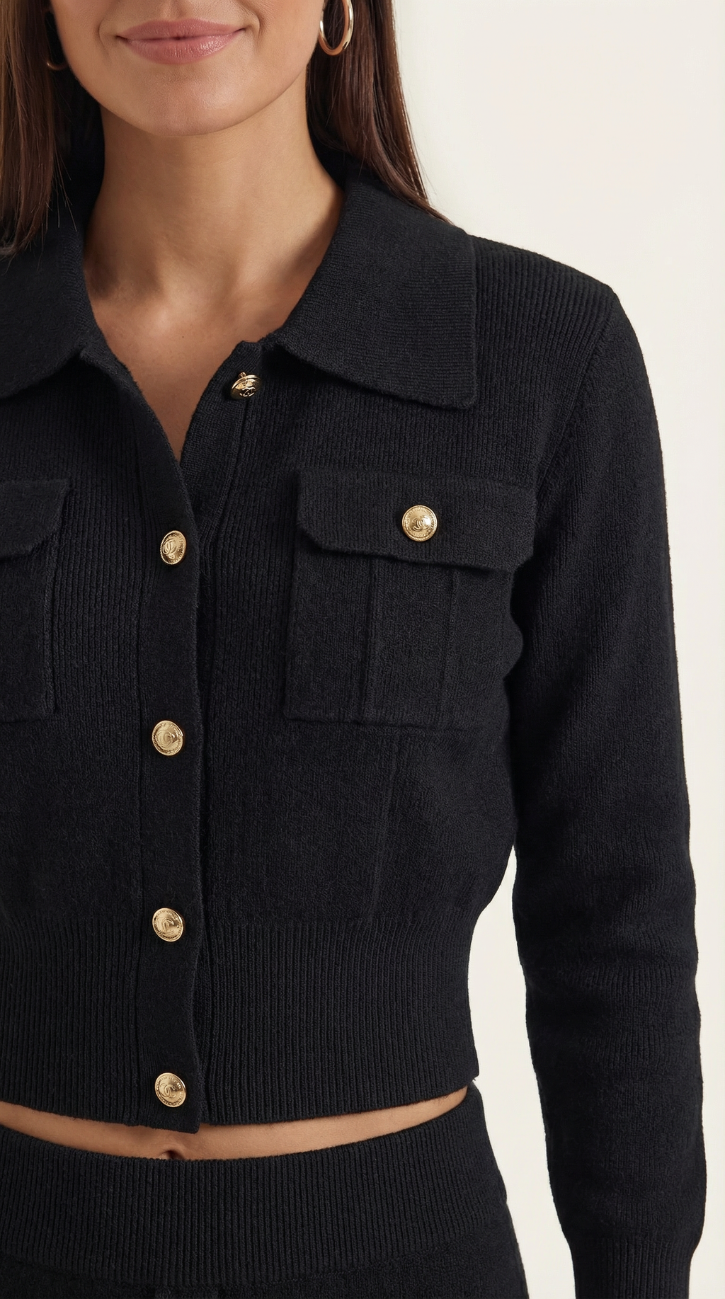 Conjunto de punto Evelyn Luxe con botones