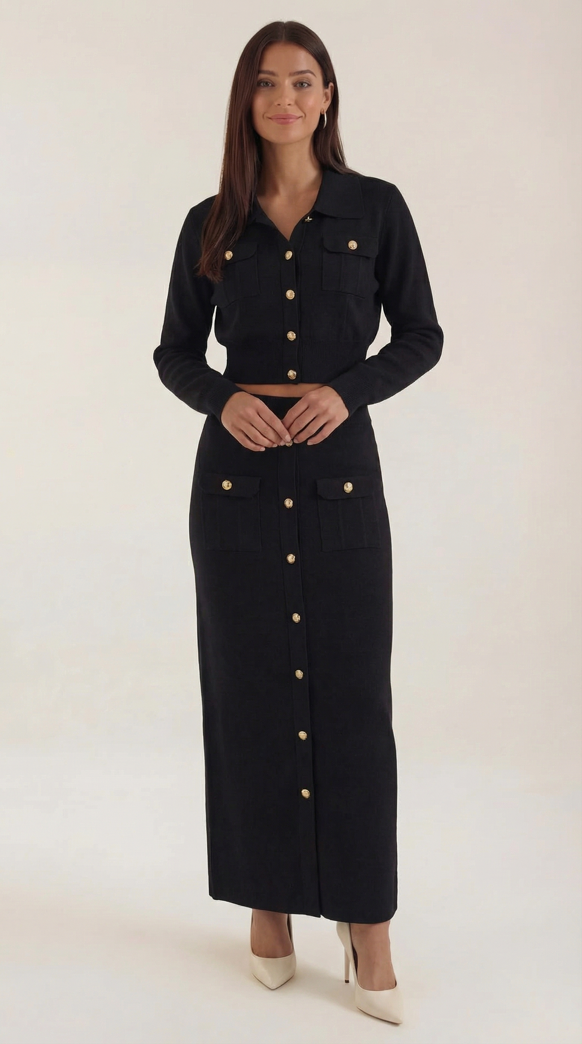 Conjunto de punto Evelyn Luxe con botones