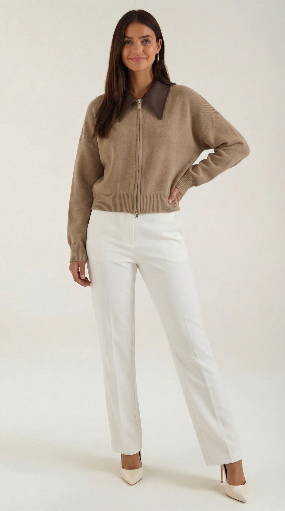 Irene Chaqueta Corto de Punto con Cuello