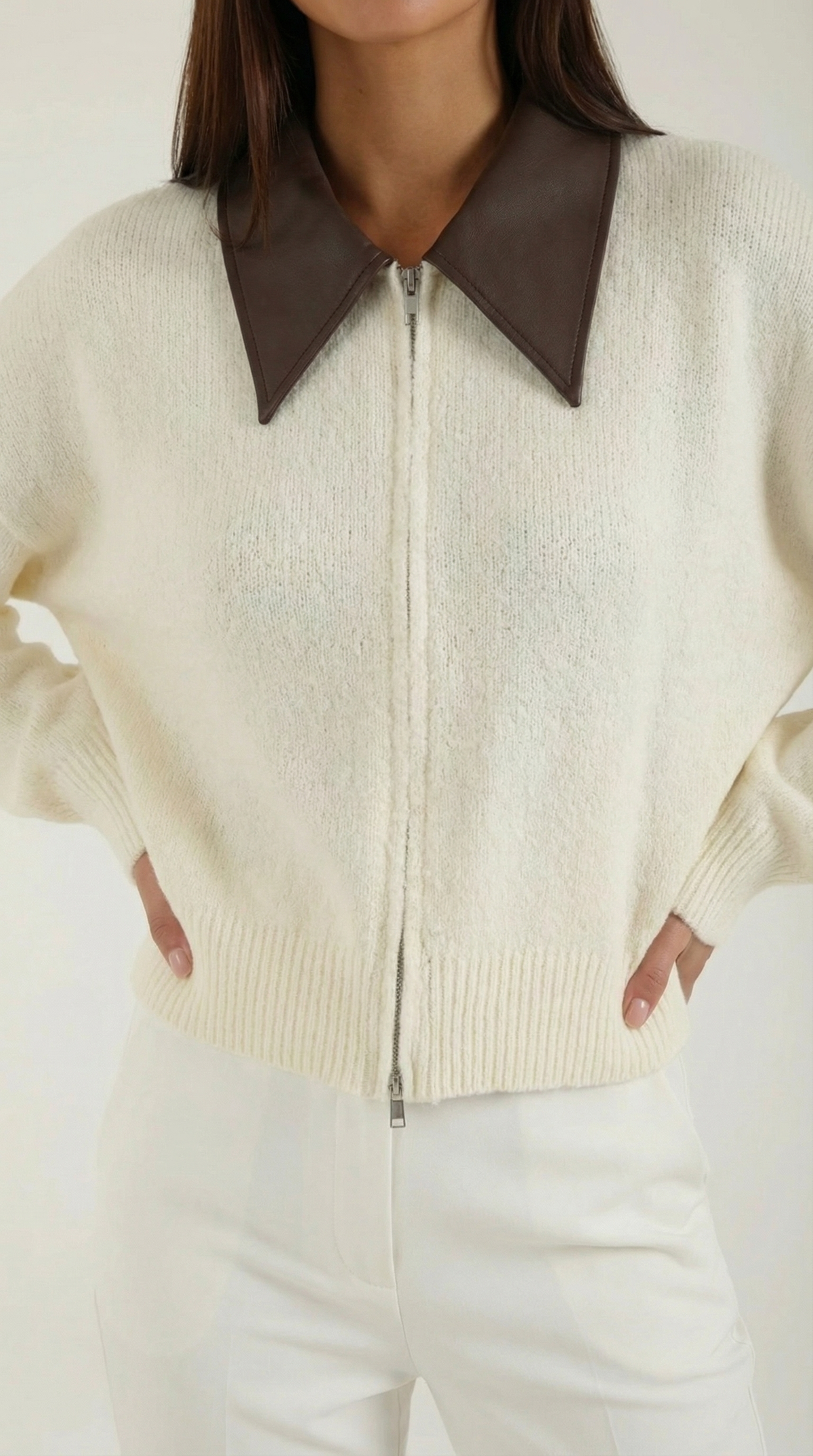 Irene Chaqueta Corto de Punto con Cuello