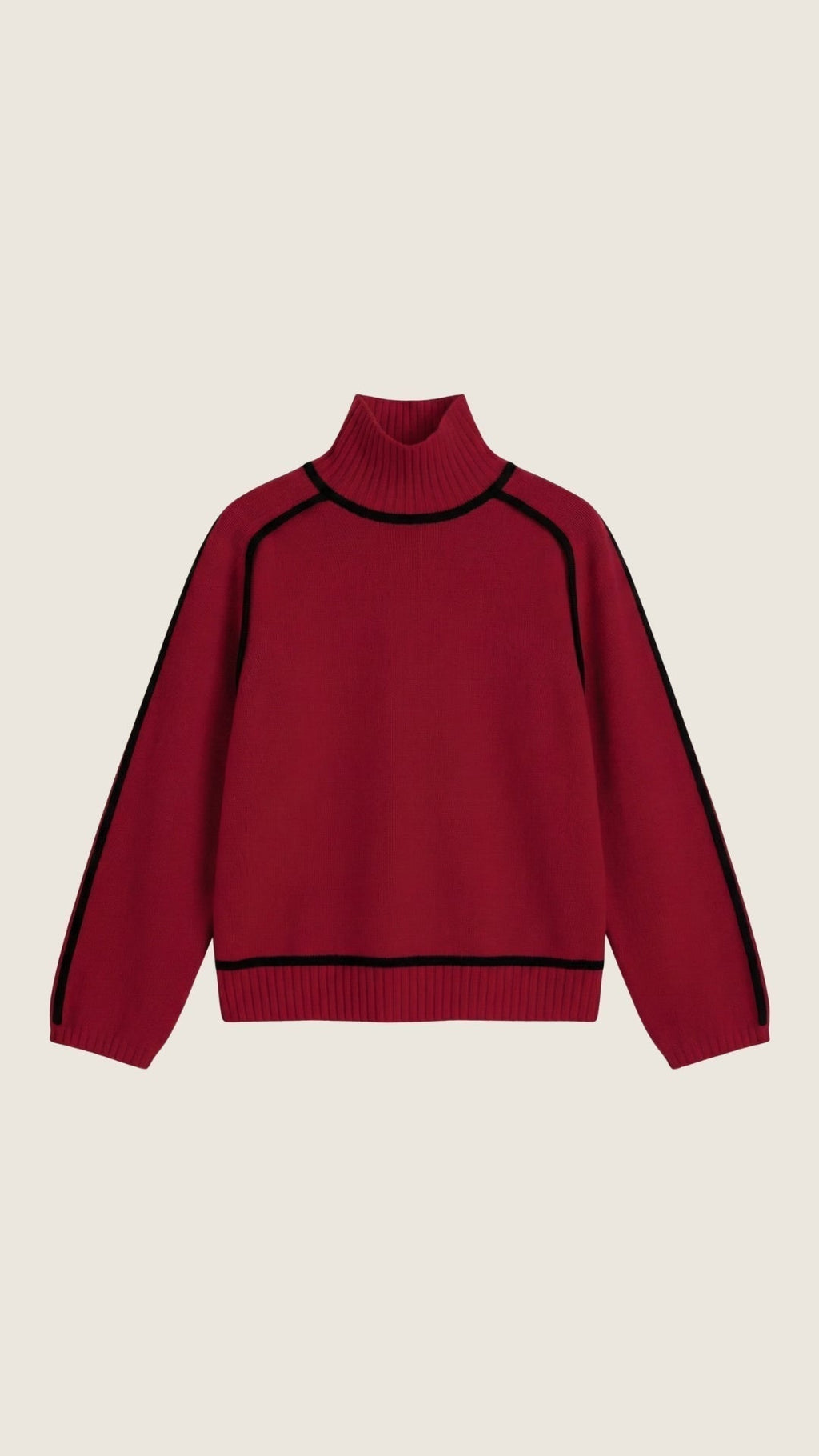 Suéter de cuello alto con detalles en contraste